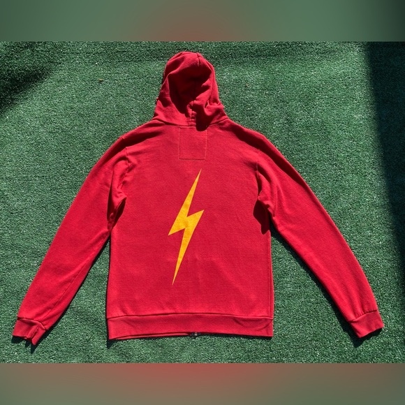 Aviator Nation Lightning Bolt Red Full Zip Hoodie Men’s Size XL - Picture 6 of 10